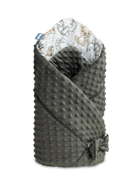 SILLO-42210,Paturica nou-nascut 80x80 cm Sensillo Minky Wrap Safari Grafit