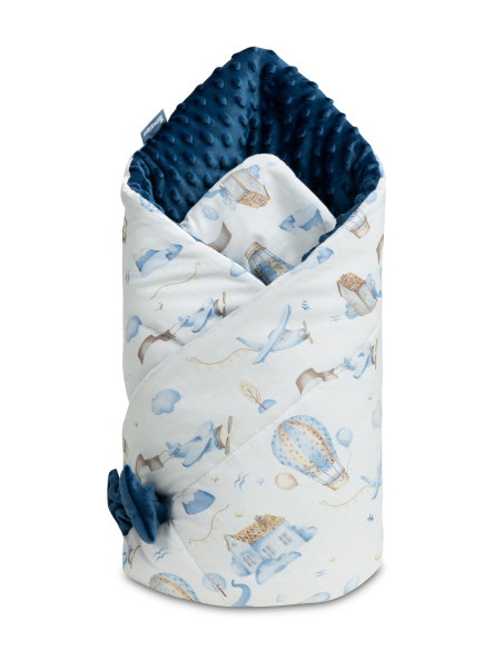 SILLO-42211,Paturica nou-nascut 80x80 cm Sensillo Minky Wrap Baloane Blumarin