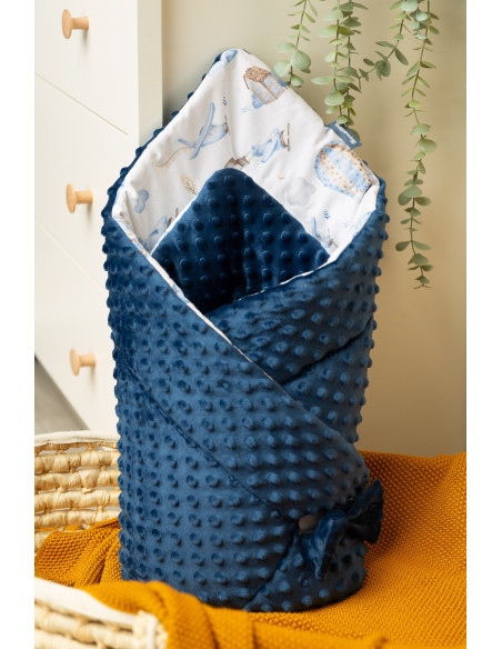 SILLO-42211,Paturica nou-nascut 80x80 cm Sensillo Minky Wrap Baloane Blumarin