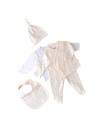UP-BC-CSY5509,Set de 5 piese pentru nou nascut - 100% bumbac organic - Ecru cu buline, BabyCosy