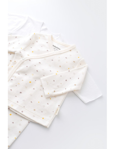 UP-BC-CSY5509,Set de 5 piese pentru nou nascut - 100% bumbac organic - Ecru cu buline, BabyCosy