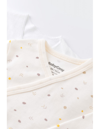 UP-BC-CSY5509,Set de 5 piese pentru nou nascut - 100% bumbac organic - Ecru cu buline, BabyCosy