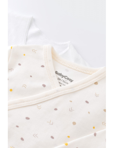 UP-BC-CSY5509,Set de 5 piese pentru nou nascut - 100% bumbac organic - Ecru cu buline, BabyCosy