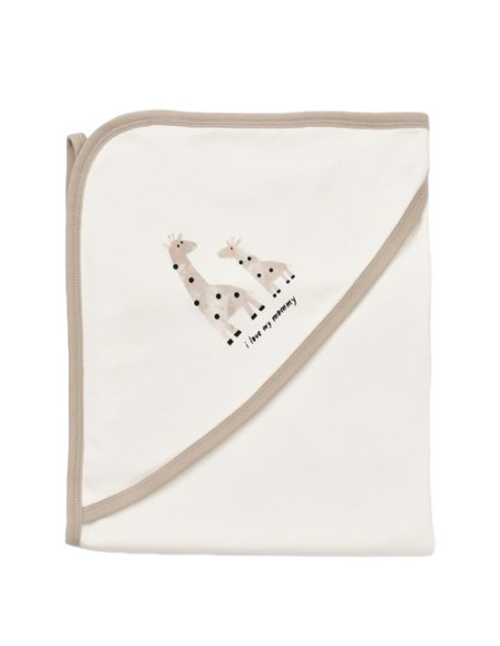 UP-BC-CSY5906,Paturica din bumbac organic Girafa, BabyCosy, Ecru, 85X85 cm