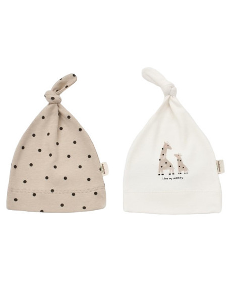 UP-BC-CSY5958,Set 2 caciulite Girafa, BabyCosy, Ecru/Mink