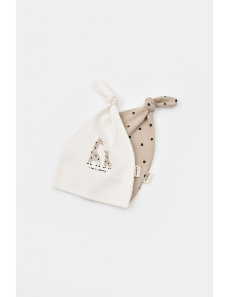 UP-BC-CSY5958,Set 2 caciulite Girafa, BabyCosy, Ecru/Mink