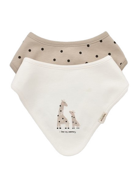 UP-BC-CSY5957,Set 2 bavete Girafa, BabyCosy, Ecru/Mink