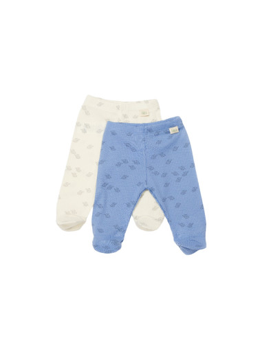 UP-BC-CSYM11614-0,Set 2 pantalonasi cu botosei Printed, BabyCosy, 50% modal+50% bumbac, Ecru/Lavanda (Marime: 0-3 Luni)