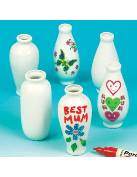 BKEC192,Minivaze din portelan de decorat - Baker Ross
