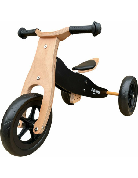 BN-42851,Bicicleta/tricicleta fara pedale din lemn, 2 in 1, Functie de bicicleta echilibru, Sa reglabila, Manere antiderapante, 
