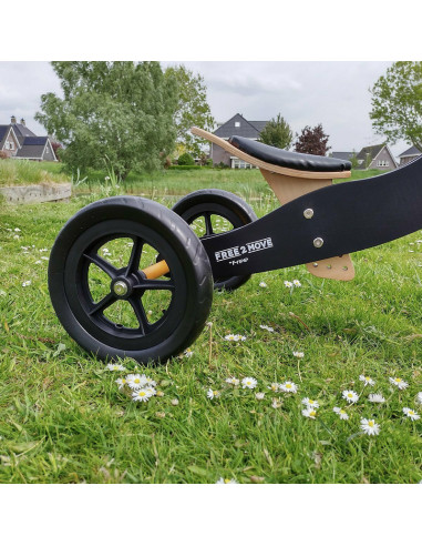 BN-42851,Bicicleta/tricicleta fara pedale din lemn, 2 in 1, Functie de bicicleta echilibru, Sa reglabila, Manere antiderapante, 