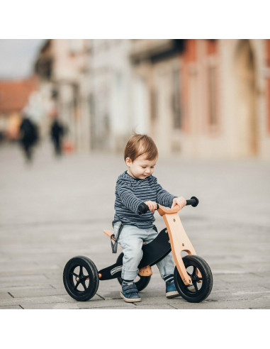 BN-42851,Bicicleta/tricicleta fara pedale din lemn, 2 in 1, Functie de bicicleta echilibru, Sa reglabila, Manere antiderapante, 