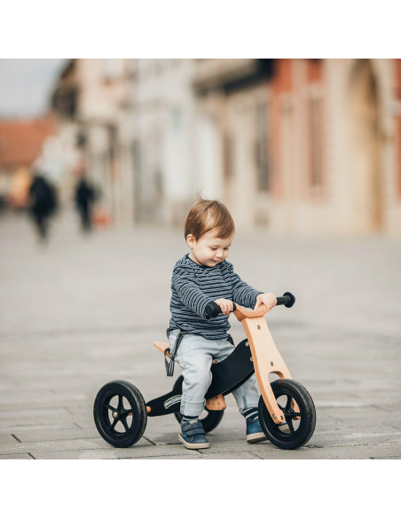 BN-42851,Bicicleta/tricicleta fara pedale din lemn, 2 in 1, Functie de bicicleta echilibru, Sa reglabila, Manere antiderapante, 