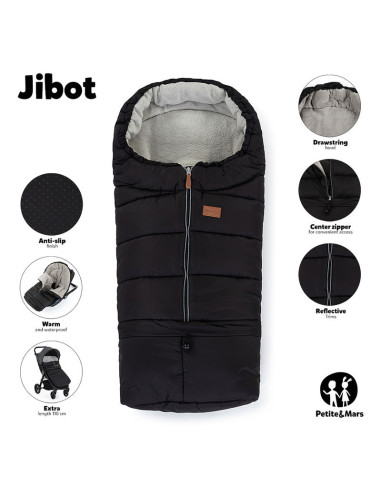 BN-531845,Petite&Mars - Sac de iarna pentru carucior, landou sau scaun auto Jibot, 100x48 cm, Impermeabil, Cu elemente reflector