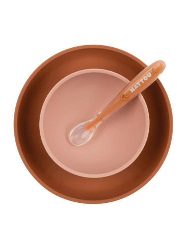 BN-876810,Nattou - Set de masa, Include baveta reglabila cu buzunar de colectare, bol, farfurie si lingurita, Silicon moale, Far BN-876810,Nattou - Set de masa, Include baveta reglabila cu buzunar de colectare, bol, farfurie si lingurita, Silicon moale, Far