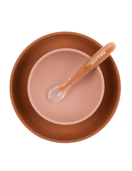 BN-876810,Nattou - Set de masa, Include baveta reglabila cu buzunar de colectare, bol, farfurie si lingurita, Silicon moale, Far BN-876810,Nattou - Set de masa, Include baveta reglabila cu buzunar de colectare, bol, farfurie si lingurita, Silicon moale, Far