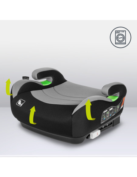 BN-LO-LUUK_FIX_I-SIZE_GREY_STONE,Lionelo - Inaltator auto, Luuk Fix, Instalare cu sistem Isofix si centura de prindere, Cu buzun