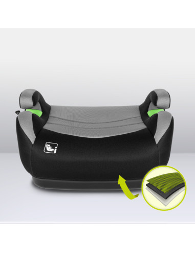 BN-LO-LUUK_FIX_I-SIZE_GREY_STONE,Lionelo - Inaltator auto, Luuk Fix, Instalare cu sistem Isofix si centura de prindere, Cu buzun