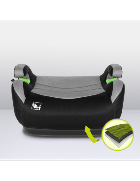BN-LO-LUUK_FIX_I-SIZE_GREY_STONE,Lionelo - Inaltator auto, Luuk Fix, Instalare cu sistem Isofix si centura de prindere, Cu buzun