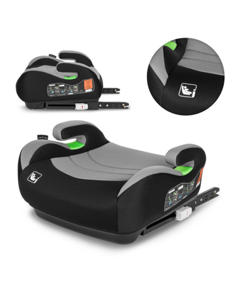 BN-LO-LUUK_FIX_I-SIZE_GREY_STONE,Lionelo - Inaltator auto, Luuk Fix, Instalare cu sistem Isofix si centura de prindere, Cu buzun