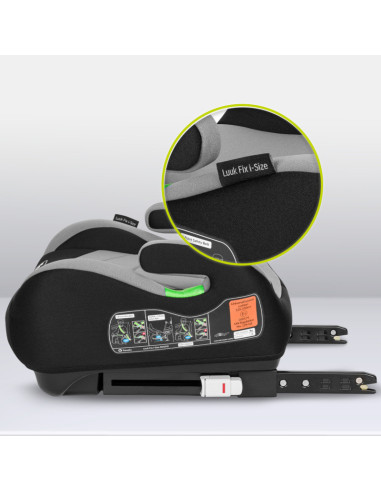 BN-LO-LUUK_FIX_I-SIZE_GREY_STONE,Lionelo - Inaltator auto, Luuk Fix, Instalare cu sistem Isofix si centura de prindere, Cu buzun