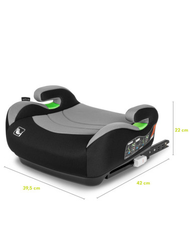 BN-LO-LUUK_FIX_I-SIZE_GREY_STONE,Lionelo - Inaltator auto, Luuk Fix, Instalare cu sistem Isofix si centura de prindere, Cu buzun