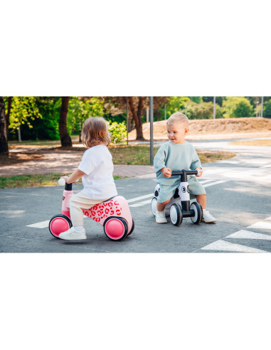 BN-LOE-SAMMY_PINK_ROSE,Lionelo - Bicicleta fara pedale, Sammy, Cu 4 roti, Din spuma EVA, Stabila, Manere moi, antiderapante, 12-