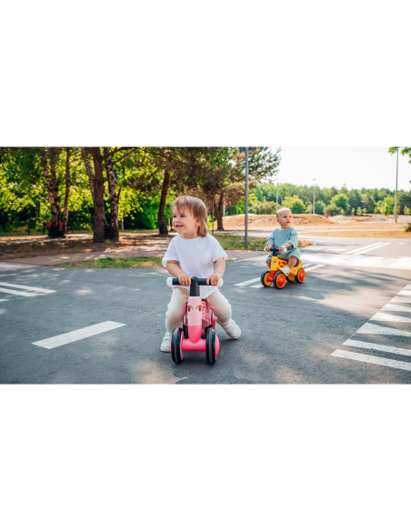 BN-LOE-SAMMY_PINK_ROSE,Lionelo - Bicicleta fara pedale, Sammy, Cu 4 roti, Din spuma EVA, Stabila, Manere moi, antiderapante, 12-