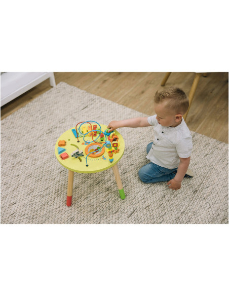 BN-49553,Masuta de activitati, Din lemn, Cu xilofon, Sortator de forme, Oglinda, Inaltime 48 cm, Free2Play, Multicolor