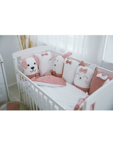 BN-45043,Set lenjerie patut 12 piese, Cu 8 aparatori laterale, Pernuta, Paturica, Husa pentru paturica, Cearceaf pentru saltele 