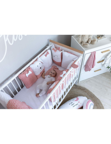 BN-45043,Set lenjerie patut 12 piese, Cu 8 aparatori laterale, Pernuta, Paturica, Husa pentru paturica, Cearceaf pentru saltele 