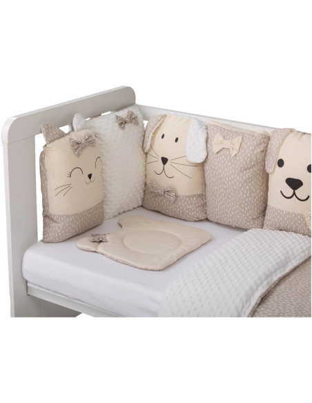 BN-45050,Set lenjerie patut 12 piese, Cu 8 aparatori laterale, Pernuta, Paturica, Husa pentru paturica, Cearceaf pentru saltele 