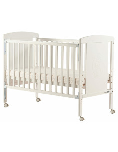 BN-49171,Patut cu laterala culisanta Mia, 120x60 cm, Din lemn de pin si mdf, Cu roti, Cu sina speciala pentru dentitie, Stabil s 2