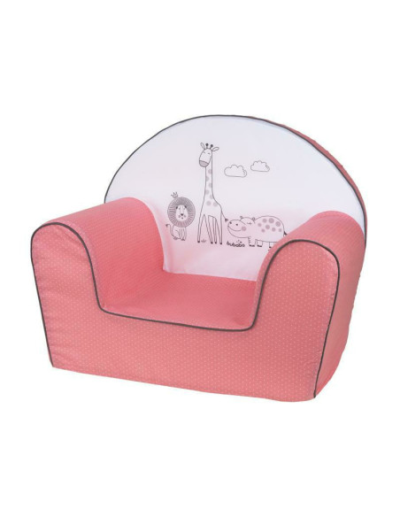 BN-41694,Fotoliu din burete pentru copii Safari Pink, Bubaba, 9 luni - 5 ani, Cu Husa detasabila