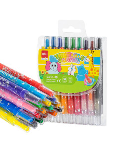 DLEC216-18,Creioane cerate retractabile 18 culori deli
