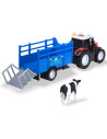 S203734003,Tractor Dickie Toys Massey Ferguson Animal Trailer 26 cm cu lumini, sunete, remorca si figurina vaca