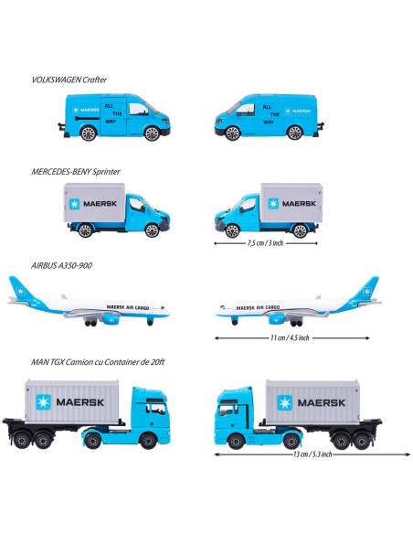 S212057290,Set Majorette MAERSK Logistic cu 4 vehicule