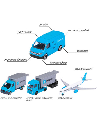 S212057290,Set Majorette MAERSK Logistic cu 4 vehicule