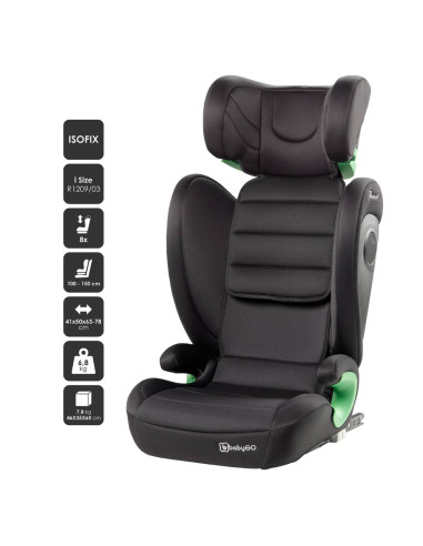 BB-BGO-3855,BabyGo - Scaun auto i-Size SafeChild Black, 100-150 cm, certificat R129