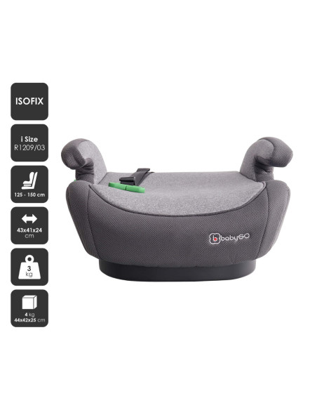 BB-BGO-3582,BabyGo - Scaun auto booster i-Size Bursa IV Grey, 125-150 cm, certificat R129