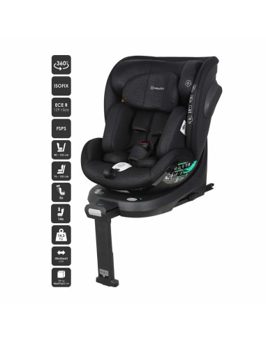 BB-BGO-2351,BabyGo - Scaun auto rotativ Prime 360, Black, 40-150 cm, certificat R129