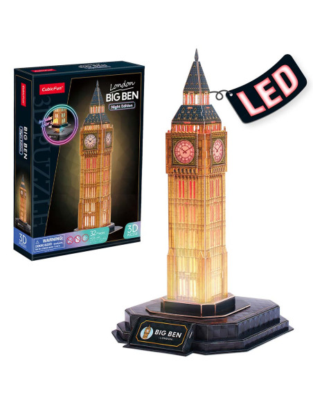 CUL537h,CUBICFUN - PUZZLE 3D BIG BEN EDITIE LUMINOASA 32 PIESE