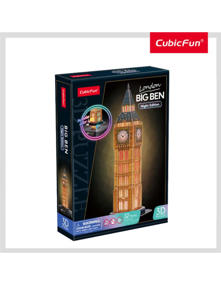 CUL537h,CUBICFUN - PUZZLE 3D BIG BEN EDITIE LUMINOASA 32 PIESE
