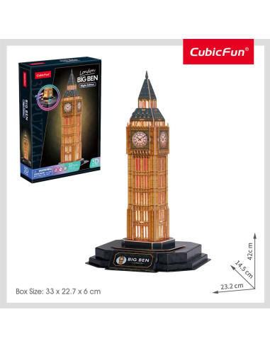 CUL537h,CUBICFUN - PUZZLE 3D BIG BEN EDITIE LUMINOASA 32 PIESE