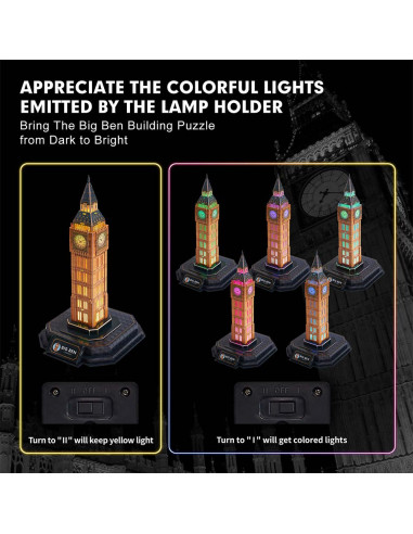 CUL537h,CUBICFUN - PUZZLE 3D BIG BEN EDITIE LUMINOASA 32 PIESE