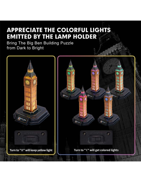CUL537h,CUBICFUN - PUZZLE 3D BIG BEN EDITIE LUMINOASA 32 PIESE