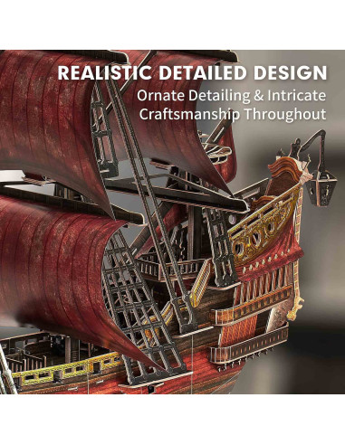 CUT4040h,CUBICFUN - PUZZLE 3D NAVA QUEEN ANNE 391 PIESE