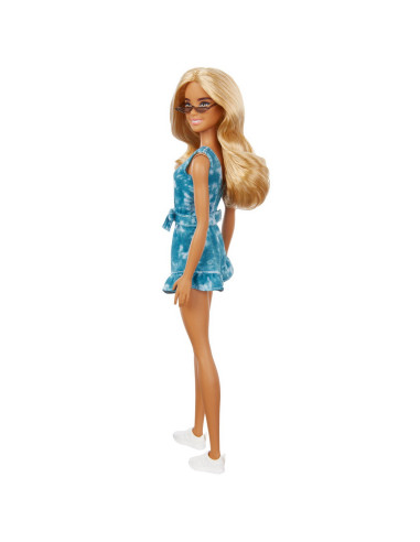 MTFBR37_GRB65,Papusa Barbie Fashionista Blonda Cu Tinuta Casual Albastra Si Ochelari De Soare