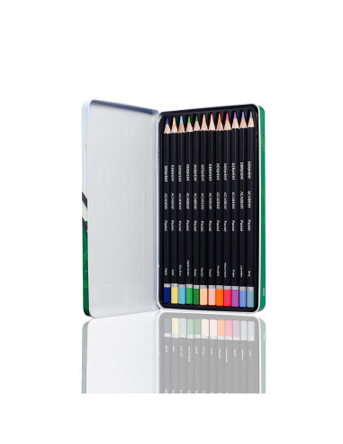 DW2306022,Creioane colorate 12 culori cutie metal derwent academy