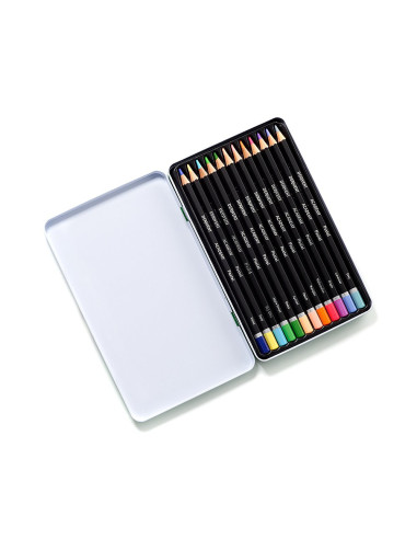 DW2306022,Creioane colorate 12 culori cutie metal derwent academy